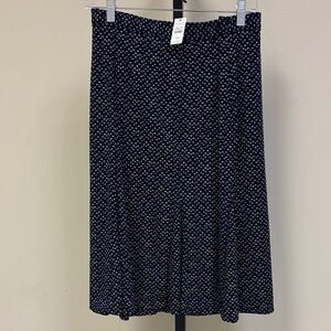 Talbots Navy and White Patterned A-Line Skirt with Full Bottom